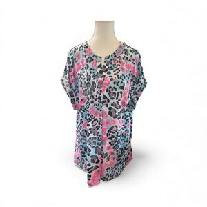 Dear Scarlett Leopard Print Blouse · Size XL